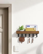Key Holder Wall Mount Magnetic Adhesive, Key Hooks Rack with Shelf - Image 2