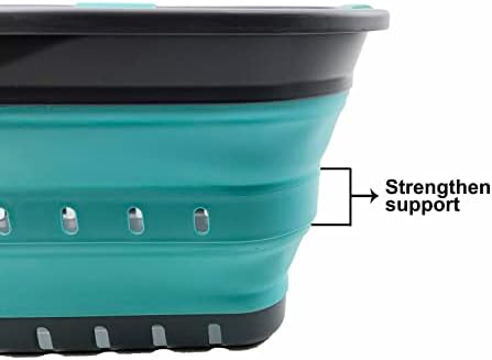 SAMMART 42L (11 gallon) Collapsible Plastic Laundry Basket - Foldable Pop Up Storage Container/Organizer - Space Saving Hamper/Basket (Grey/Crystal Blue) - Image 4