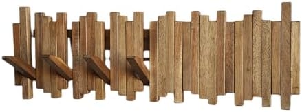 Natural Wood Wall Mounted Piano Coat Rack| Coat Rack Wall Mount| Flip Down Wall Hook Rack 7 Hooks| Entryway Wall Art Hook,Made of Acacia Wood (Wood Wax Oil staining Light Brown). by Gogreebell