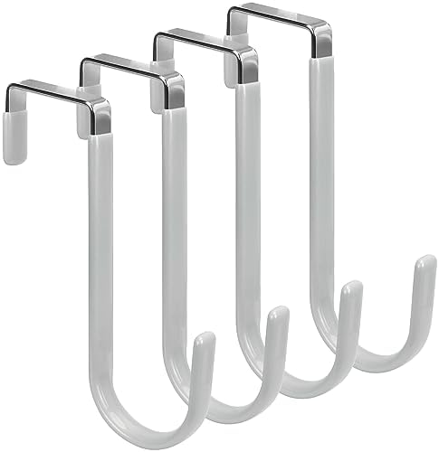FYY Over the Door Hooks, Single-Hanger 4 Pack, Fits Doors 1 3/8" Silver by FYY