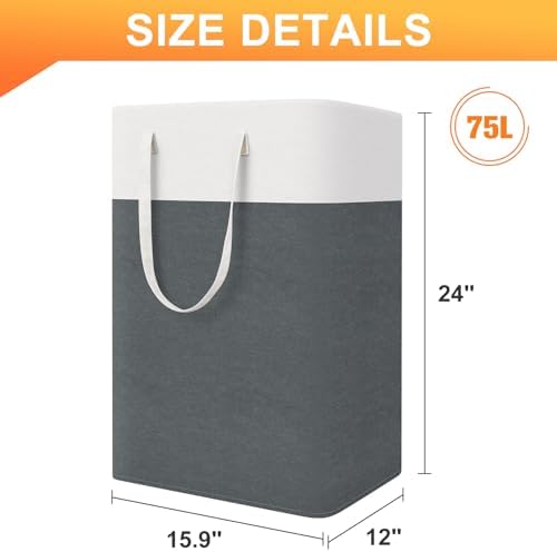 TasticTotes Laundry Basket 3-Pack, Laundry Hamper, 75L-Grey - Image 2