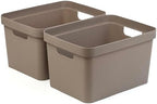 BINO | Plastic Storage Bins, 16 Liter - 2 Pack, Taupe | THE MODERN COLLECTION | Plastic Bins for Organization | Woven Storage Baskets for Organizing | Pantry Shelf Organizer Basket Container Bin - Image 5