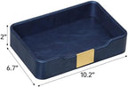 PU Leather Valet Tray, Nightstand Organizer, Catchall Tray, Blue - Image 4
