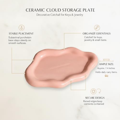 Home Organizers & Minimalists: Ceramic Cloud Catchall Tray for Keys, Jewelry, and Coins – Decorative Entryway or Dresser Dish, Approx. 7.1-7.4 Inches (1 Piece) - Image 4