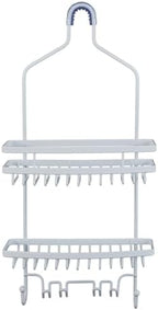 Bath Bliss Shower Head Caddy, Suction Cup Backing, 2 Tier Shelving & 6 Accessory Hooks, White (23386-WHITE) - Image 5