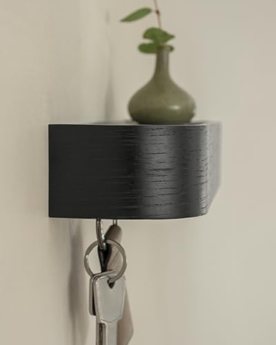 Kazai. Key Holder 'Toke' | Minimalist Key Hook Design from Berlin | Modern Key Holder Wall Mount with Wooden Shelf | Key Rack for Wall as Entryway Organizer | Oak, Black - Image 7