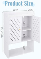 Bathroom Storage Cabinet Wall Mounted, 4-Tier Medicine Cabinet with Door, Small White Cabinet Wall Organizer with Door and Shelf, for Bathroom, Living Room, Entryway, Kitchen, Hallway Small Space - Image 3