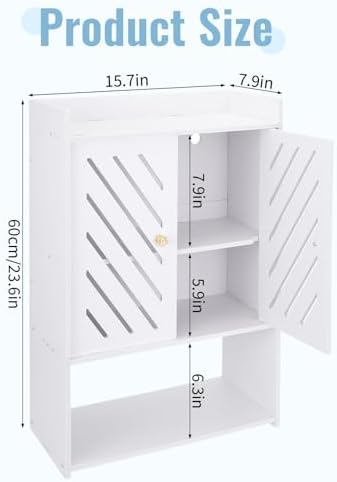 Bathroom Storage Cabinet Wall Mounted, 4-Tier Medicine Cabinet with Door, Small White Cabinet Wall Organizer with Door and Shelf, for Bathroom, Living Room, Entryway, Kitchen, Hallway Small Space - Image 3