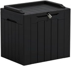 Greesum Outdoor Storage Box 31 Gallon Storage Box with Lid for Patio Furniture, Garden Tools, Pool Supplies, Waterproof and UV Resistant, Lockable, Dark Black by BuynowfromGreesum