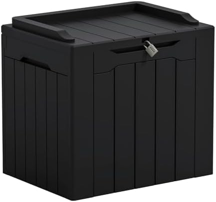 Greesum Outdoor Storage Box 31 Gallon Storage Box with Lid for Patio Furniture, Garden Tools, Pool Supplies, Waterproof and UV Resistant, Lockable, Dark Black by BuynowfromGreesum
