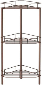 HuggieGems Metal Floor Standing Corner Shower Caddy, Coffee, 3 Tier by HuggieGems