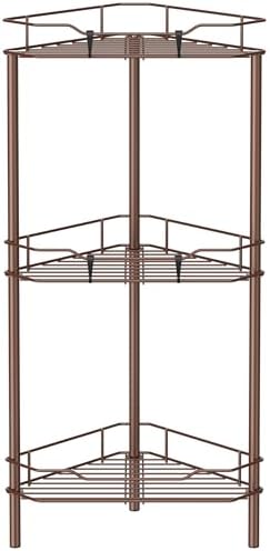 HuggieGems Metal Floor Standing Corner Shower Caddy, Coffee, 3 Tier by HuggieGems