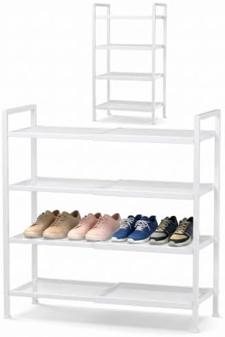 Expandable Shoe Rack for Closet, Entryway, Shoe Storage, 3-Tier, White by Unknown