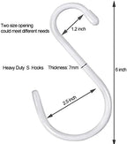 DINGEE 6 inch Non Slip Rubber Coated White S Hook Heavy Duty,6 Pack Large Vinyl Coated S Hooks, Metal S Shaped Hanger Hooks for Hanging Plants Outdoor,Closet Rod,Jeans, Pot Pan Cups Towels Hats - Image 2