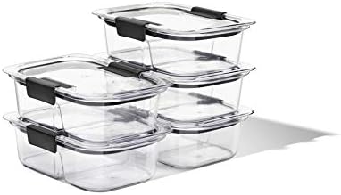 Rubbermaid Brilliance Meal Prep Containers, 2-Compartment Food Storage Containers, 2.85 Cup, 5-Pack, BPA-Free, Clear/Grey - Image 2