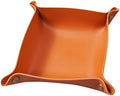 Foldable Leather Catchall Tray, Jewelry Organizer for Travel, Nightstand, Home or Office (Orange-S) by Banugo