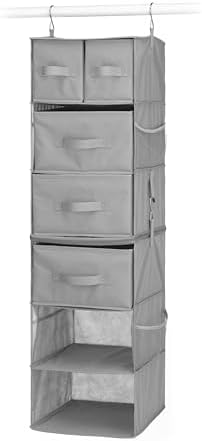 Whitmor Multi-Functional Hanging Organizer with Drawer Inserts- 5 Section - Closet Organizer - Grey - Image 5