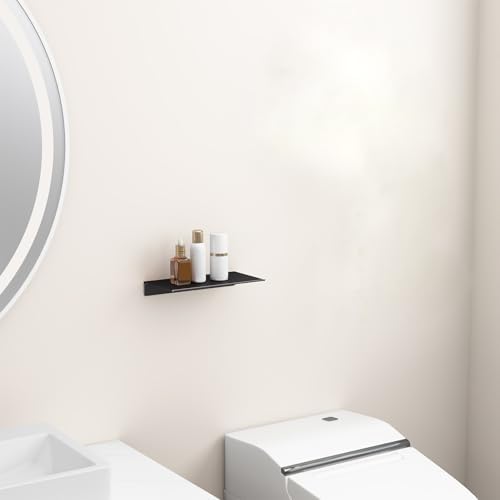 Danpoo 8 inch Small Floating Shelf for Wall Organizer & Storage, Mini Display Shelf, Metal Wall Shelf for Bathroom, Living Room, Kitchen, Bedroom(Matte Black) - Image 6