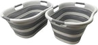 SAMMART Pack of 2 Collapsible Plastic Laundry Basket & Clothes Hamper, Comfort Non-Slip Handle, Foldable Storage Organizer with Space Saving Design, Portable Pop Up Container for Indoor and Outdoor - Image 5