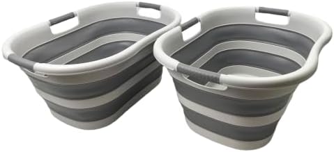 SAMMART Pack of 2 Collapsible Plastic Laundry Basket & Clothes Hamper, Comfort Non-Slip Handle, Foldable Storage Organizer with Space Saving Design, Portable Pop Up Container for Indoor and Outdoor - Image 5