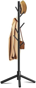 8-Hook Freestanding Coat Rack 3 Adjustable Heights Sturdy Black by Azaeahom