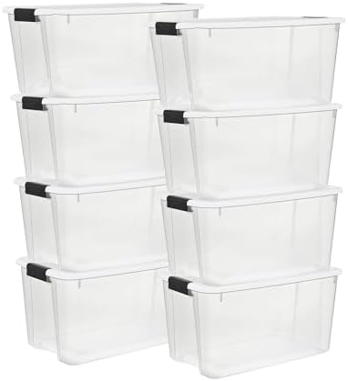 Sterilite Ultra Latch Box with Lids for Home and Office, 70 Quart, 8-Pack by Sterilite