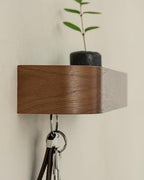 Kazai. Key Holder 'Toke' | Minimalist Key Hook Design from Berlin | Modern Key Holder Wall Mount with Wooden Shelf | Key Rack for Wall as Entryway Organizer | Walnut - Image 7