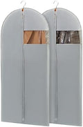 50" Garment Bags for Hanging Clothes, Suit Bags for Closet Storage and Travel, Grey Suit Cover Bags with Clear Window for Coats, Jackets, Dresses (2 Packs) by Perber