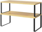 NEX Bamboo Cabinet Organizer Shelf, Kitchen Counter Shelves Set of 2 by NEX