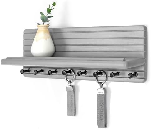 Rebee Vision Key Holder Wall Mount with Round Corner for Entryway, Gray by REBEEVISION