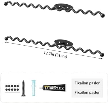 NiHome Wall Mounted Metal Jewelry Organizer Racks for Necklaces, Earrings, Bracelets, Rings, Decorative Display Wave Design Storage Holders for Bedroom, Bathroom, Kitchen, Entryway (2-Pack, Black) - Image 7