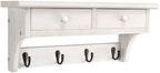 Emfogo Coat Hooks Wall Mounted, Rustic Wood Coat Rack Wall Mount Shelf with Hooks, Farmhouse Wall Coat Rack with Shelf & Coat Hook for Entryway, Mudroom, Bedroom, Kitchen, Bathroom (White) by Emfogo
