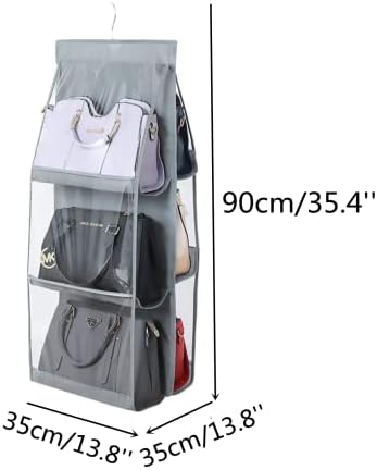 HAN SHENG 6-Pocket Clear Hanging Organizer, Handbag Storage, Grey, 1 Pack - Image 2