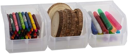 ReadySpace Extra-Small Stackable Plastic Storage Bins, 12-Pack, Clear - Image 5