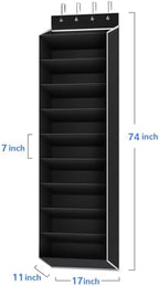 REGELETO 10 Tiers Large Size Over the Door Shoe Organizer Storage, Hanging Shoe Rack for Door with Deep Pockets, Fit 20 Pairs Shoe Organizer Holder for Sneakers and Boots (Black) - Image 3