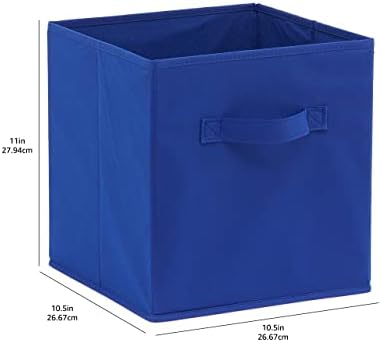 Amazon Basics Collapsible Fabric Storage Bins with Handles, Cube Organizer for Home Organization, 10.5"x10.5"x11", Navy, 6 Count (Pack of 5) - Image 6