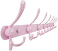 Dseap Coat Rack Wall Mount - 29.5” Long 8-Tri-Hooks Heavy Duty Coat Hanger Rail Wall Hooks for Hanging Coats Hats Clothing Clothes Purse Mudroom Entryway, Pink by Dseap