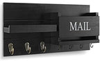 Lwenki Mail Organizer for Wall Mount – Key Holder with Shelf Includes Letter Holder and Hooks for Hallway Farmhouse Decor – Rustic Wood with Flush Mounting Hardware (16.5” x 9.1” x 3.4”) (Black) - Image 2