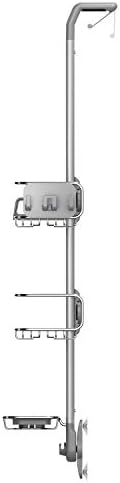 simplehuman Over Door Shower Caddy, No-Drill Auto-Tightening Hanger for Glass Shower Doors, Quick-Adjust Shelves, Quick-Dry Soap Dish, Bathroom Organizer, Rust-Proof Stainless Steel - Image 2