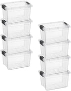 Superio 1.4 Quart Mini Clear Plastic Storage Container with Lid, Stackable Small Organizer Box for Crayons, Art Supplies, Beads, Sewing, Stationery & Food Storage, 8 Pack by Superio