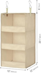 GRANNY SAYS 3-Shelf Hanging Closet Organizer, Foldable Storage, Khaki | 33 lb Capacity, No-Sag Support, Keeps Clothes Neat, Folds Flat, Fits RV, Dorm & Small Closets - Image 3