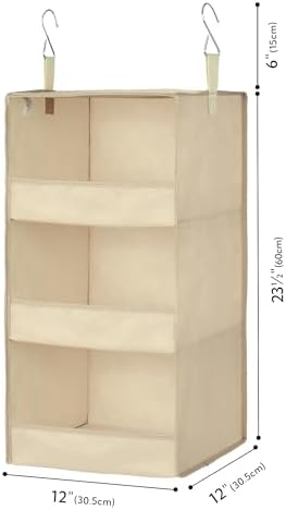 GRANNY SAYS 3-Shelf Hanging Closet Organizer, Foldable Storage, Khaki | 33 lb Capacity, No-Sag Support, Keeps Clothes Neat, Folds Flat, Fits RV, Dorm & Small Closets - Image 3