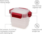 Joseph Joseph Nest Lock 8-piece Plastic BPA Free Food Storage Container Set with Lockable Airtight Leakproof Lids - Red - Image 4