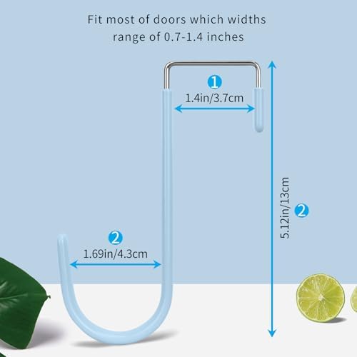 FYY Over the Door Hooks, Single-Hanger 4 Pack, Fits Doors 1 3/8" Cyan - Image 2