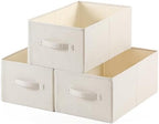 linen closet organizers and storage, Large Storage Baskets, washable, clothes organizer with handle, sweater organizer for closet (Beige, 15¾"x11¾ x9¾) by Unknown