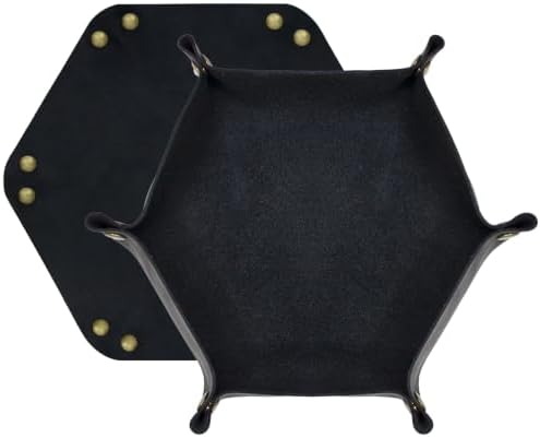 boshiho Valet Tray for Men, Leather Jewelry Catchall Key Phone Coin Box Change Caddy Bedside Storage Box (Jet Black) by boshiho