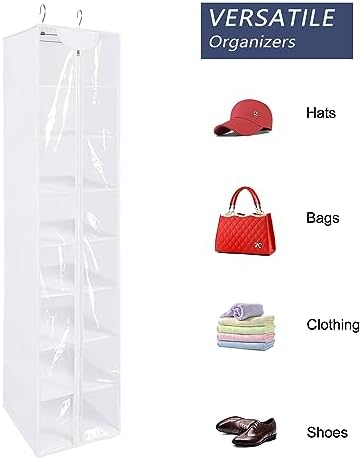 Libeder Hanging Closet Organizer, 8-Shelf Wardrobe Clothes Storage Organizer with Zipper,Hanging Shelves for Sweater,Shoes,Purse,Hats,White - Image 4