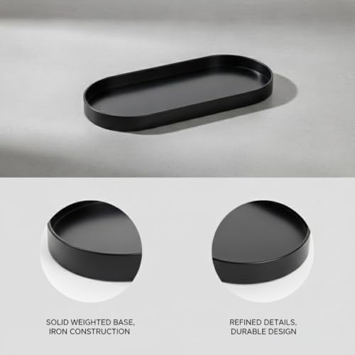 Oval Iron Decorative Tray, Black Metal Catchall for Entryway, Vanity, and Desk Organization - Image 6
