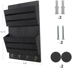 Mail Organizer Wall Mount with 4 Key Hooks, Rustic Wooden Hanging Mail Sorter Farmhouse Key Holder for Wall Decoration, 2-Slot Wall File and Magazines Bill Letter Holder - Image 5