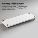 White Gold Dish Drying Rack Tray, Water Absorbing Stone Sink Caddy Kitchen Sink Organizer, Diatomite Bathroom Counter Faucet Mat Coaster, Soap Riser Dispenser Sponge Holder, White 12.5" x 4.5" - Image 5